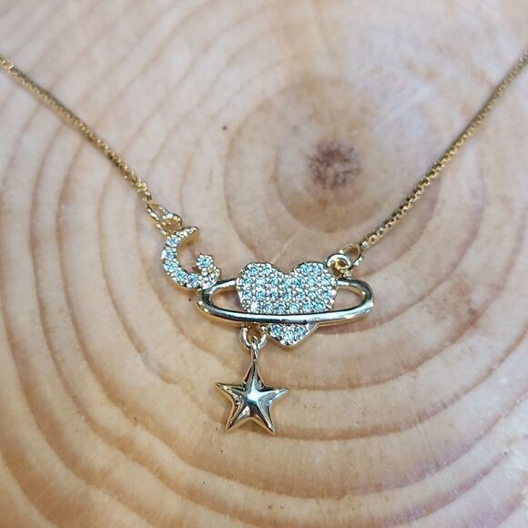 Mandala moon and stars necklace - Picture 1 of 4